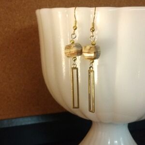 Gold and Brown Dangle Earrings